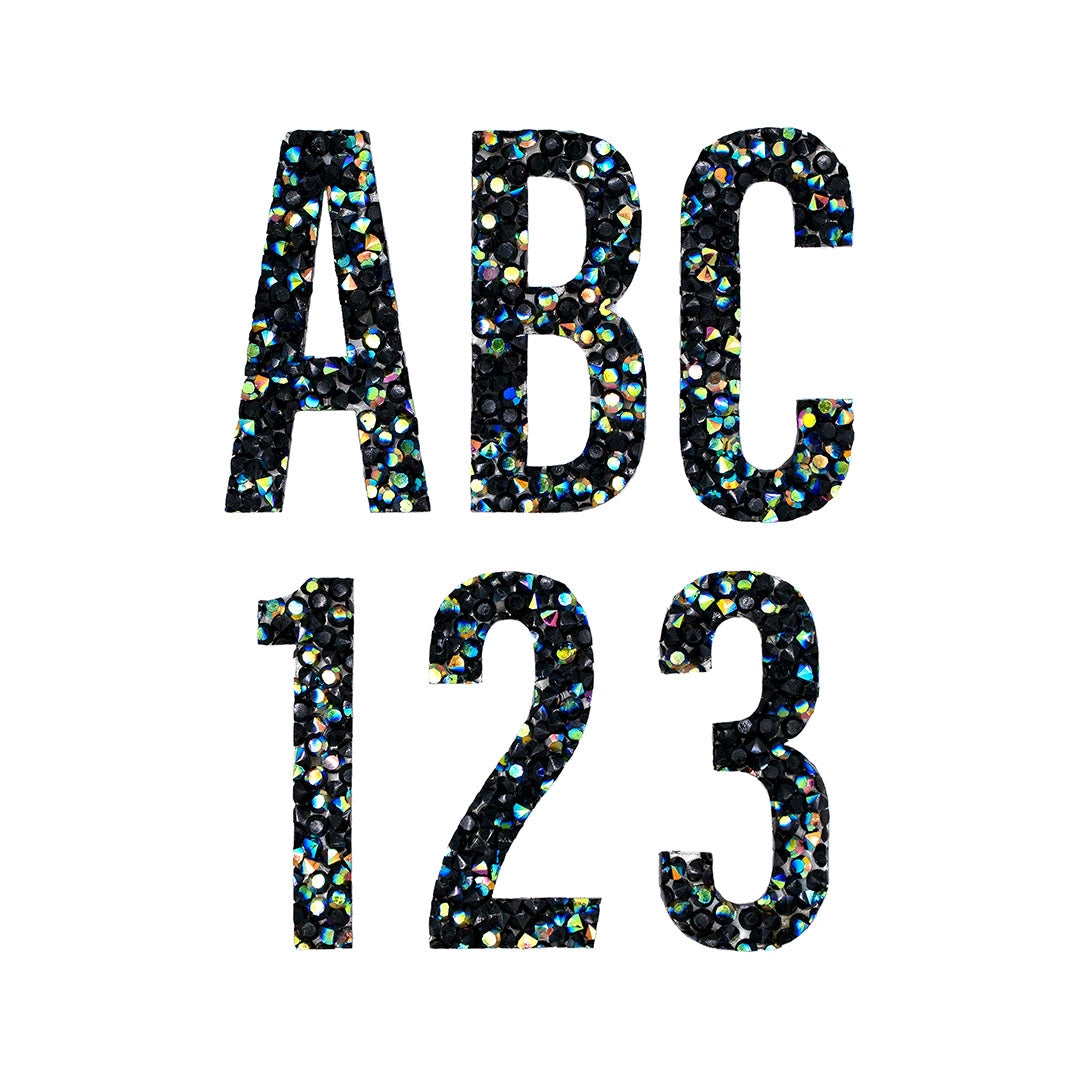 Decoración Letra o Número Negro Tornasol Cristales