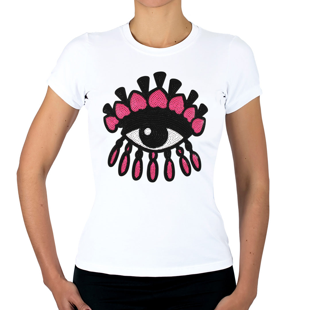 Polera Ojo Turco Rosado Lentejuelas BY DELUXE Chile