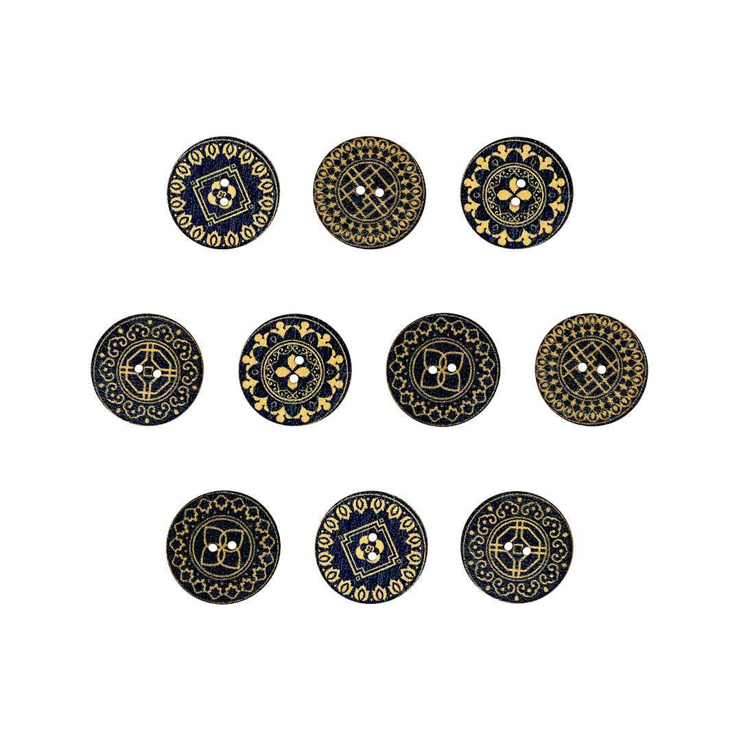 10 Unidades Botones Azul Vintage Redondos Madera BY DELUXE Chile