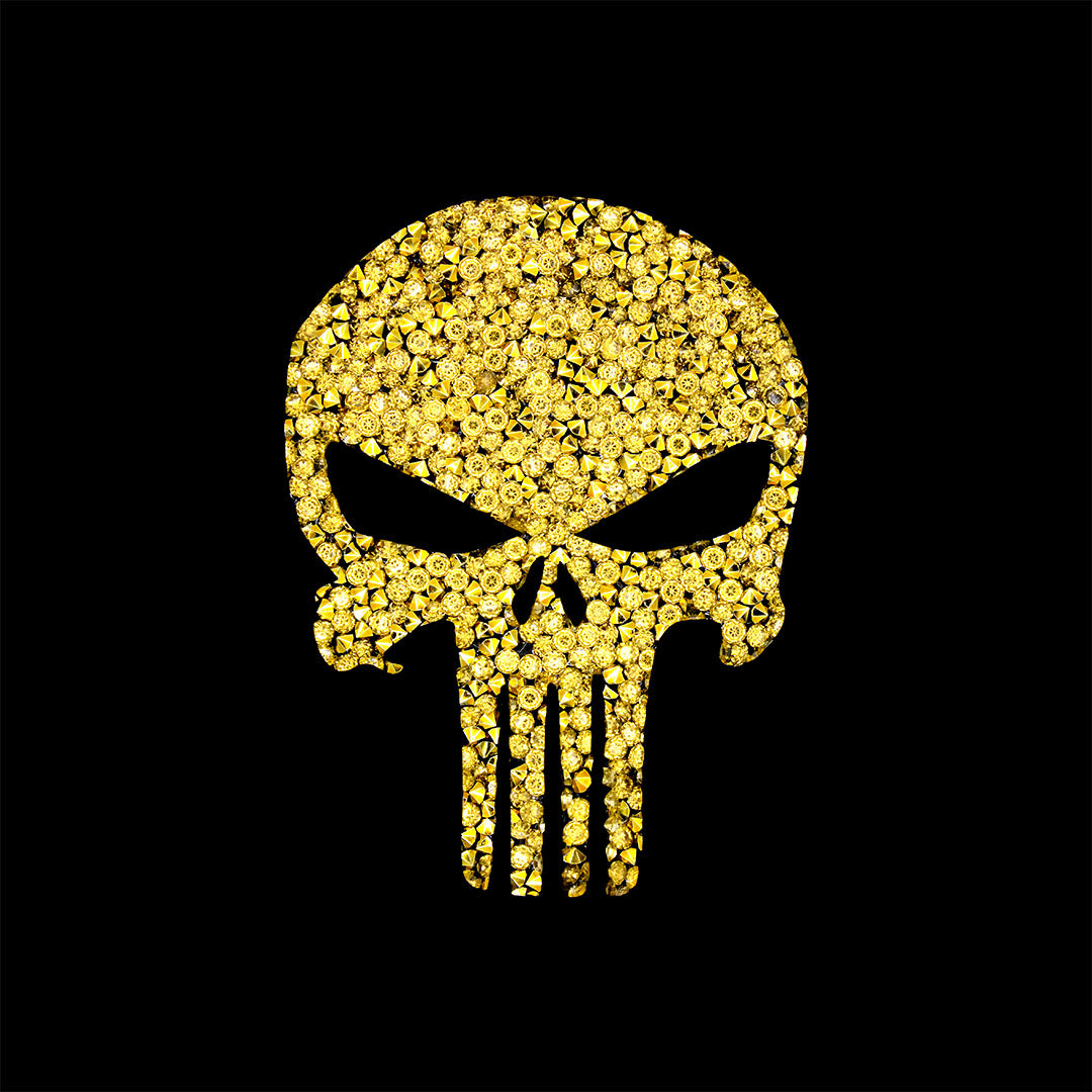 Decoración Calavera Dorada Comic Pequeña Cristales