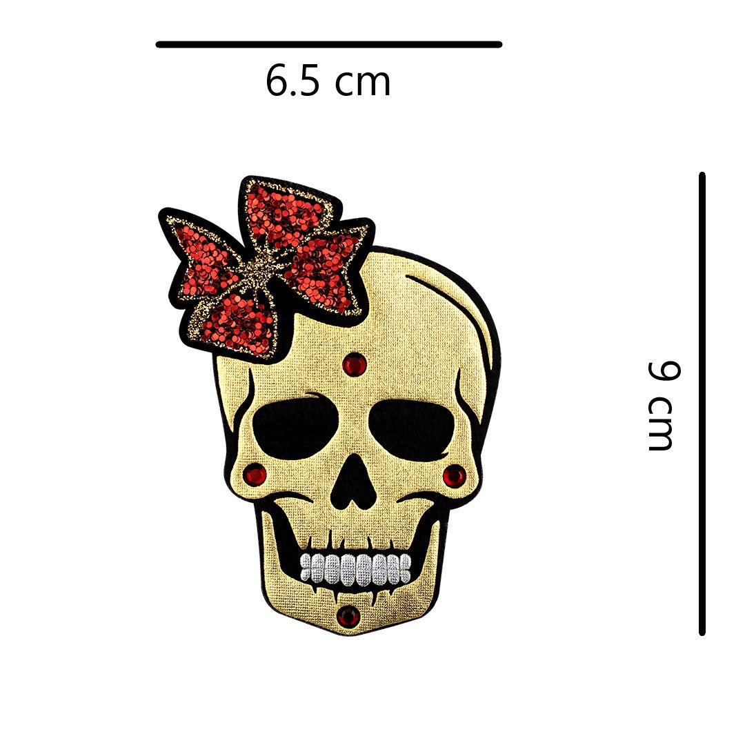 5 Unidades Parche Catrina Dorada Moño Strass Brillante 3D BY DELUXE Chile