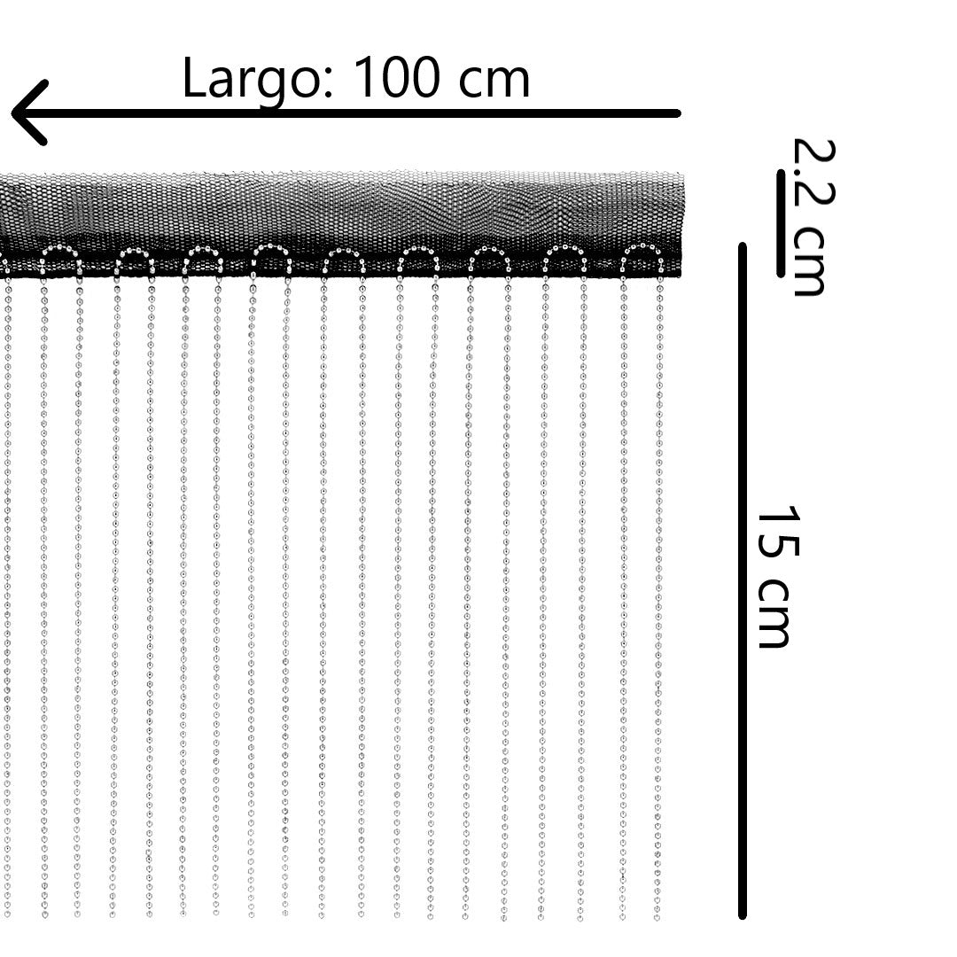 Rollo 10 x Cinta Negra 100 cm Cadenas 15 cm