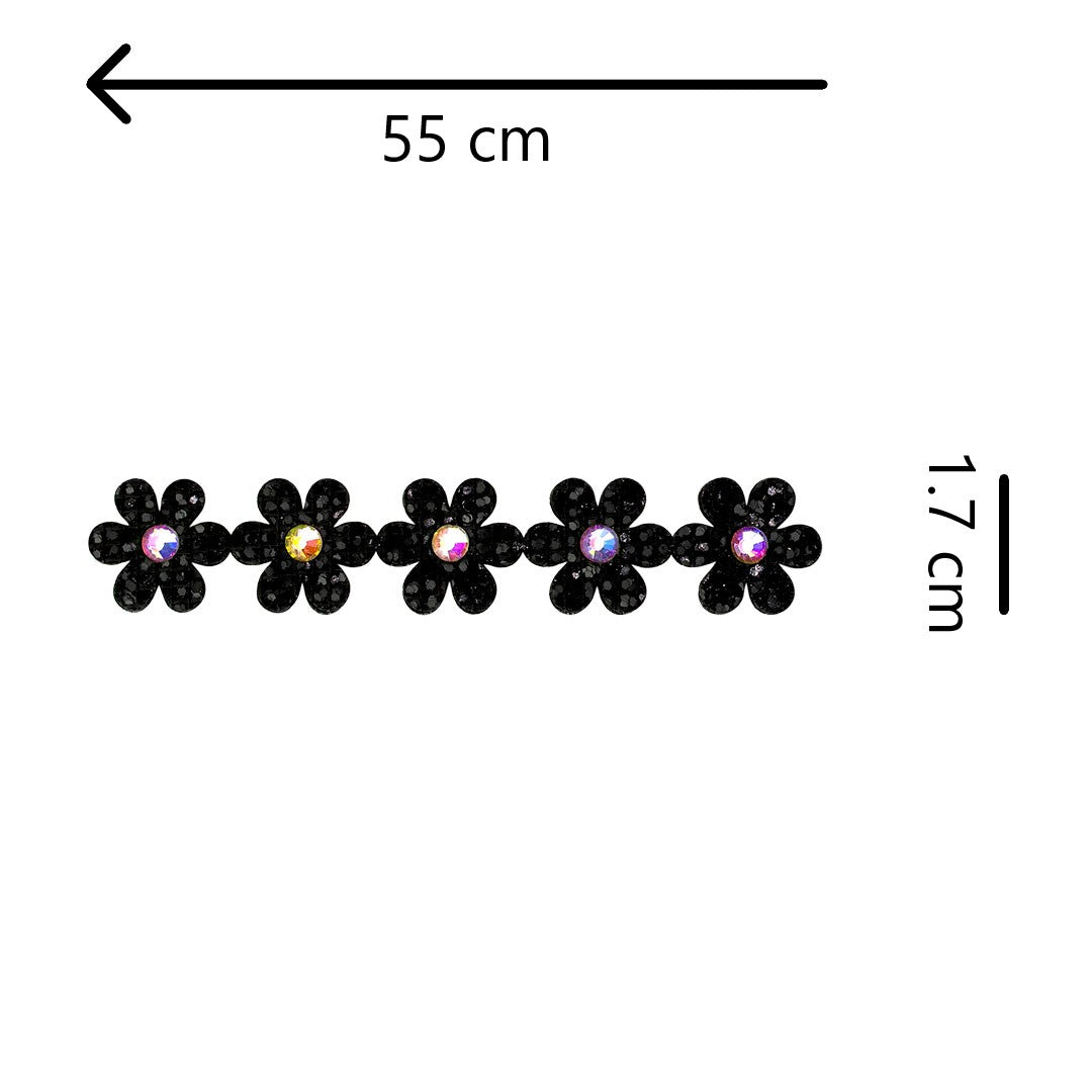 Cinta Flores Negras Strass Microlentejuelas BY DELUXE Chile