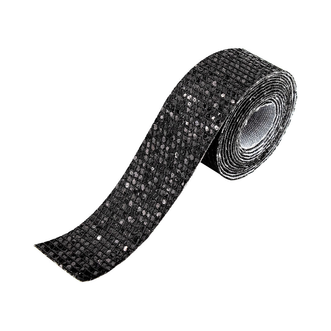 Decoración Cinta Negra Ancha Microlentejuelas