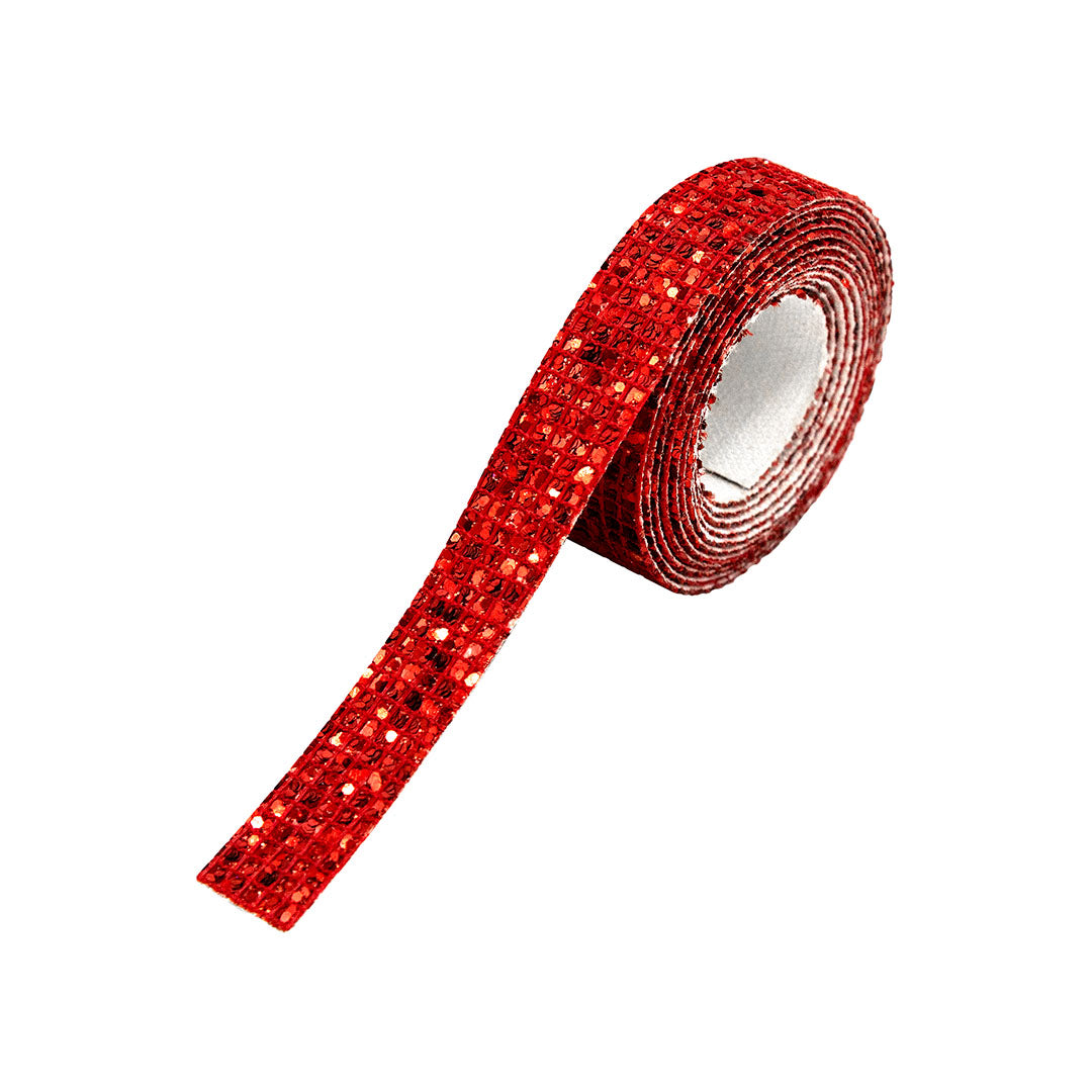 Decoración Cinta Roja Microlentejuelas