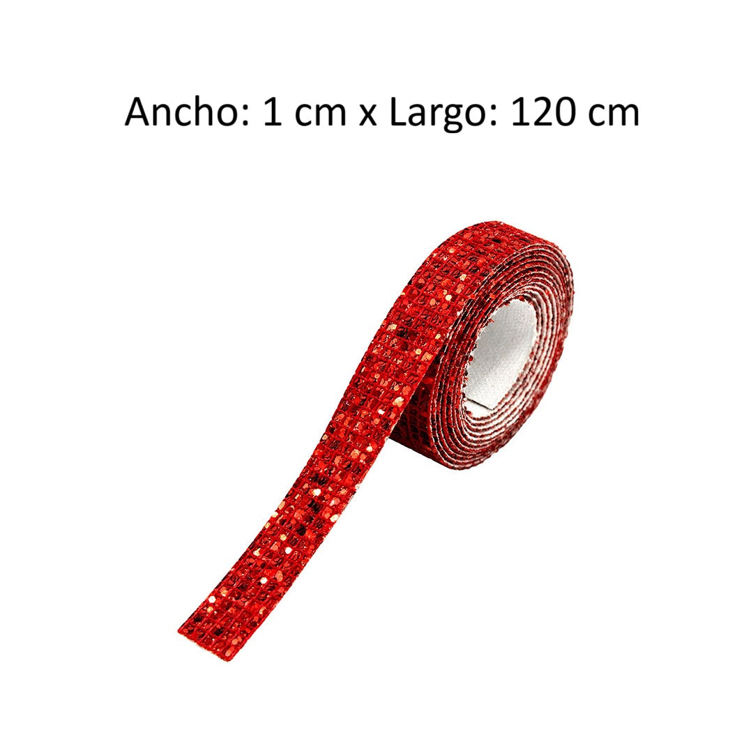 Decoración Cinta Roja Microlentejuelas