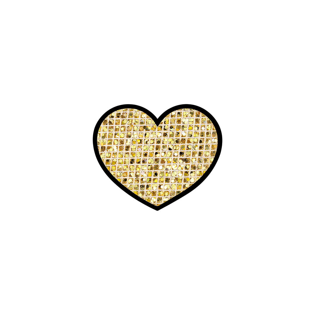 10 Unidades Parche Corazón Dorado Microlentejuelas BY DELUXE Chile