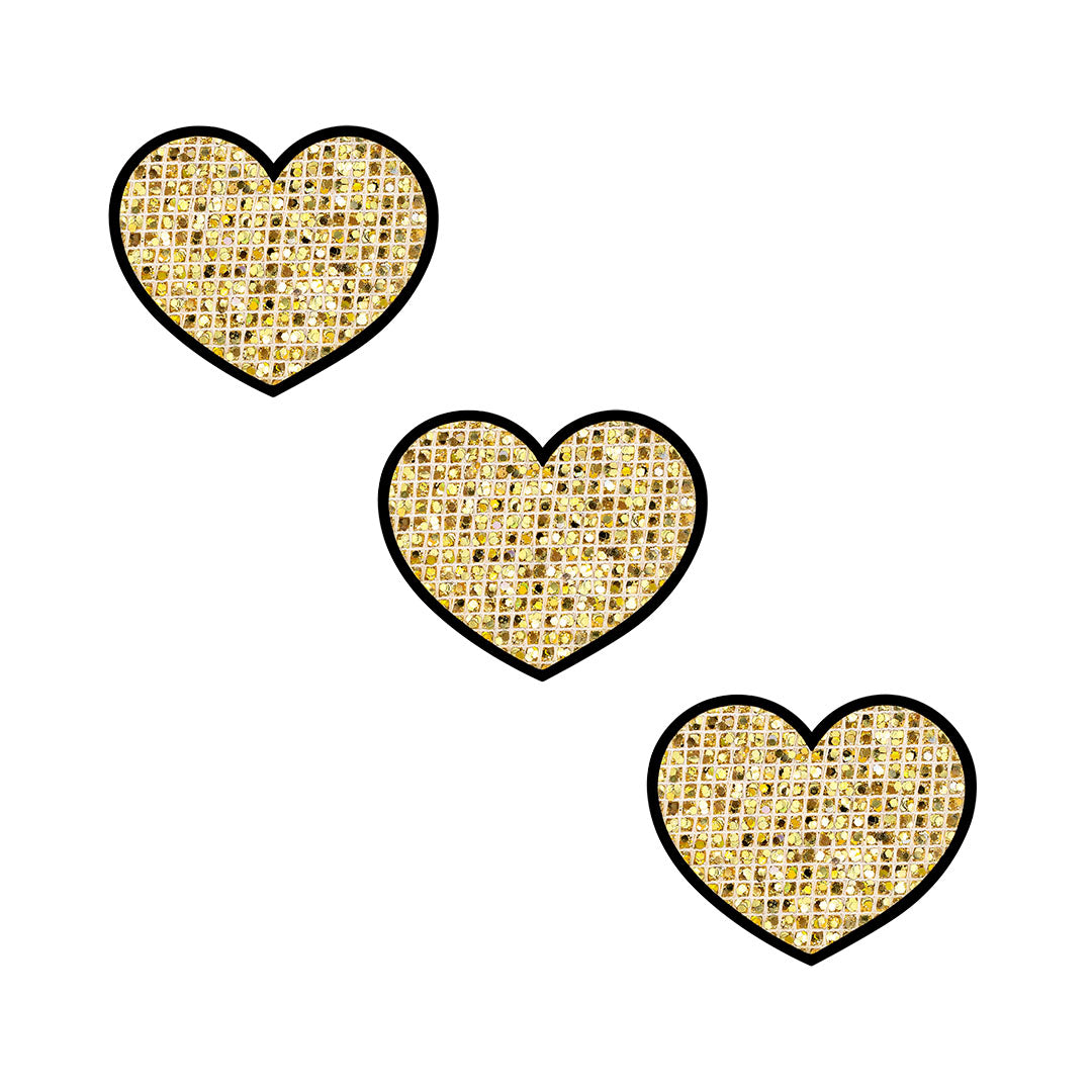 10 Unidades Parche Corazón Dorado Microlentejuelas BY DELUXE Chile