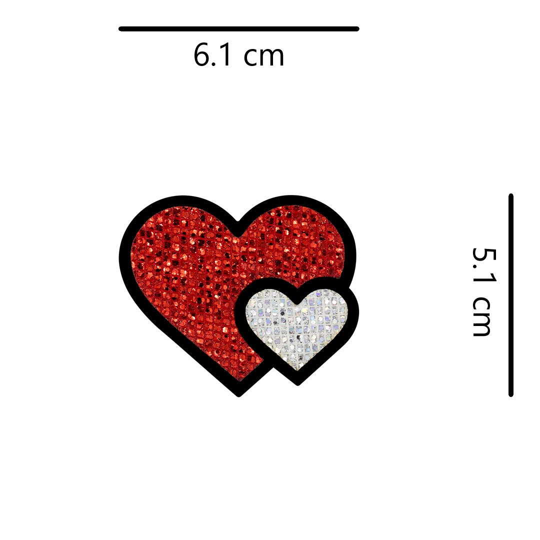 5 Unidades Parche Corazones Rojo Plateado Microlentejuelas BY DELUXE Chile