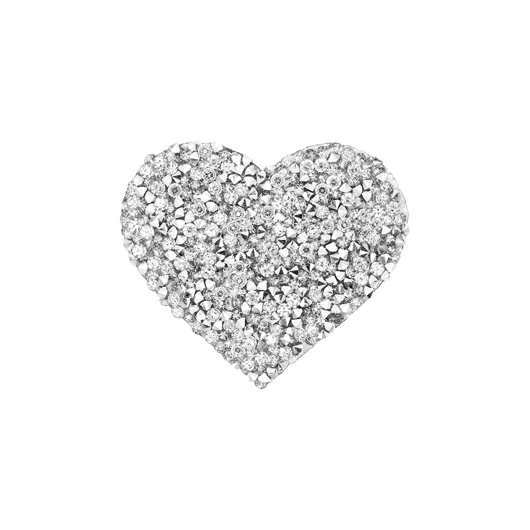 Decoración Corazón Plateado Pequeño Cristales