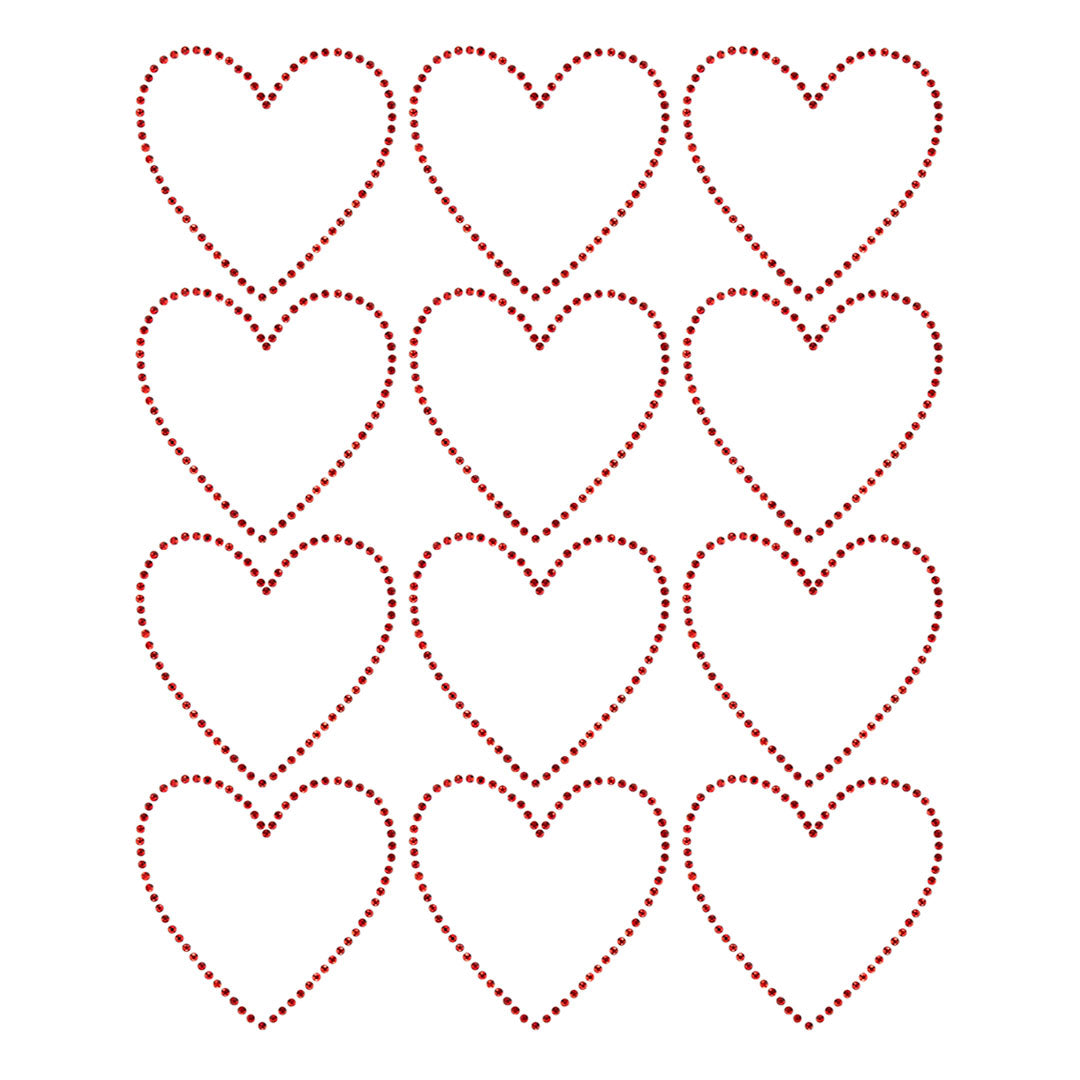 Plantilla 12 Unidades Aplique Corazón Rojo Strass