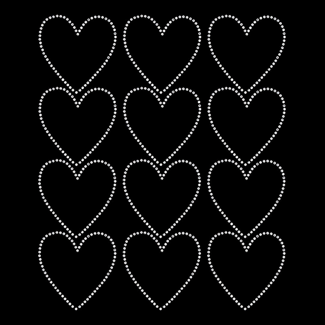 Plantilla 12 Unidades Aplique Corazón Strass