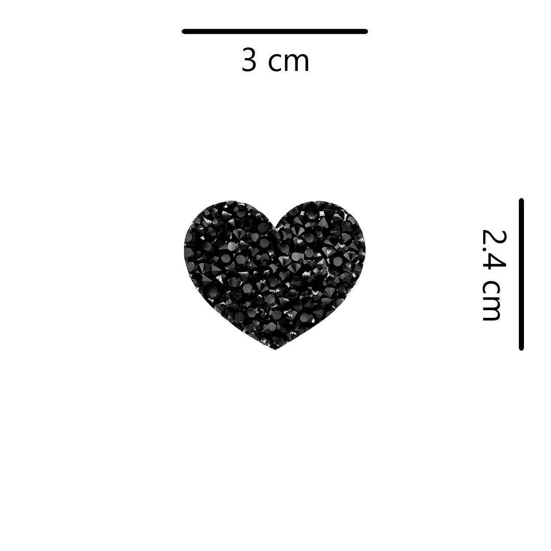 10 Unidades Corazón Sutil Negro Cristales BY DELUXE Chile