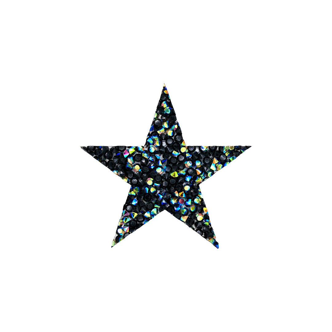 Decoración Estrella Negra Tornasol Pequeña Cristales