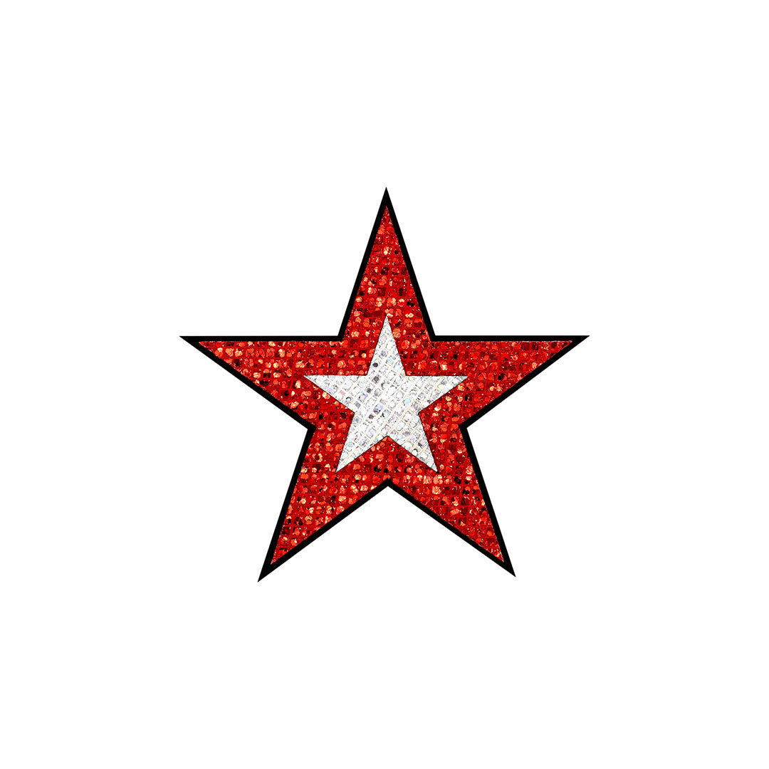 5 Unidades Parche Estrella Roja Plateada Microlentejuelas BY DELUXE Chile