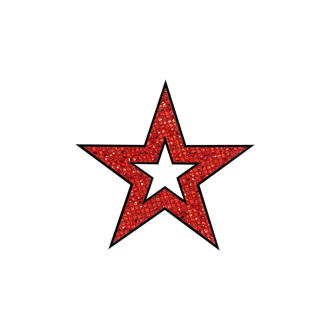 5 Unidades Parche Estrella Roja Perforada Microlentejuelas BY DELUXE Chile
