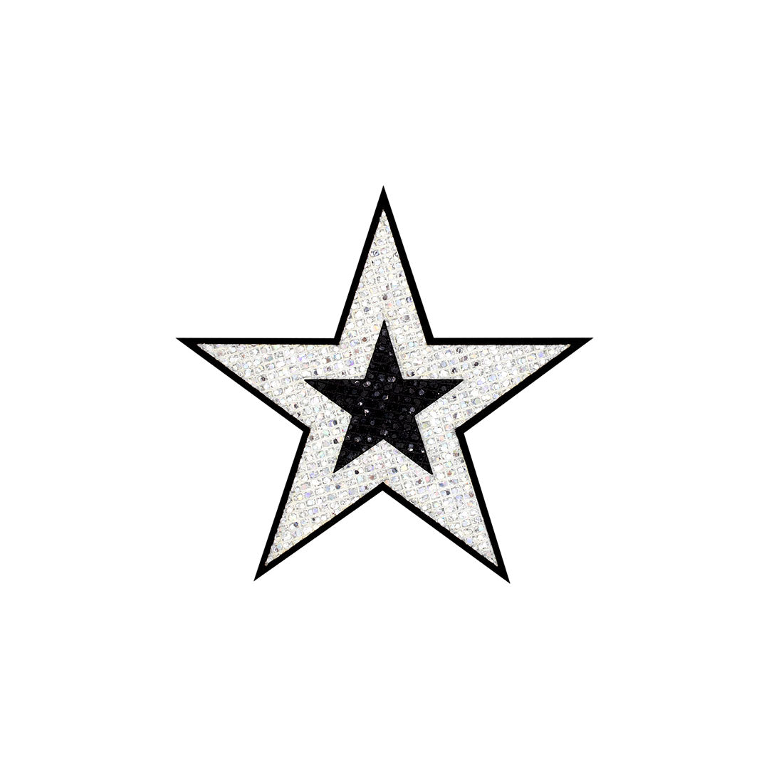 5 Unidades Parche Estrella Plateado Negro Microlentejuelas BY DELUXE Chile
