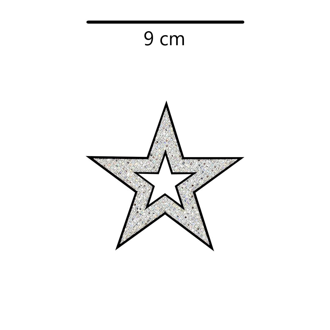 5 Unidades Parche Estrella Plateada Perforada Microlentejuelas BY DELUXE Chile