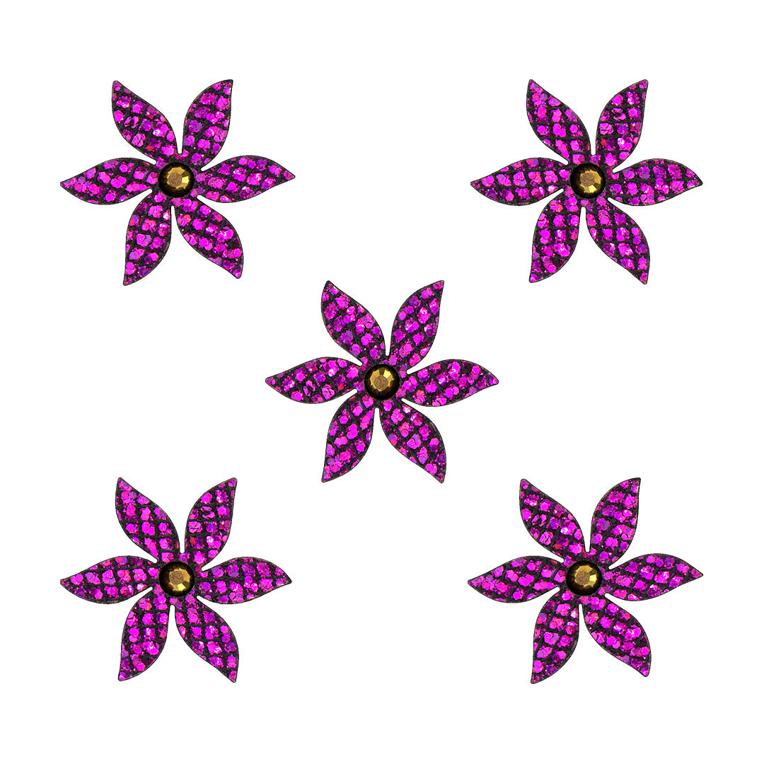 10 Unidades Decoración Flor Foliada Púrpura Strass Dorado Microlentejuelas BY DELUXE Chile