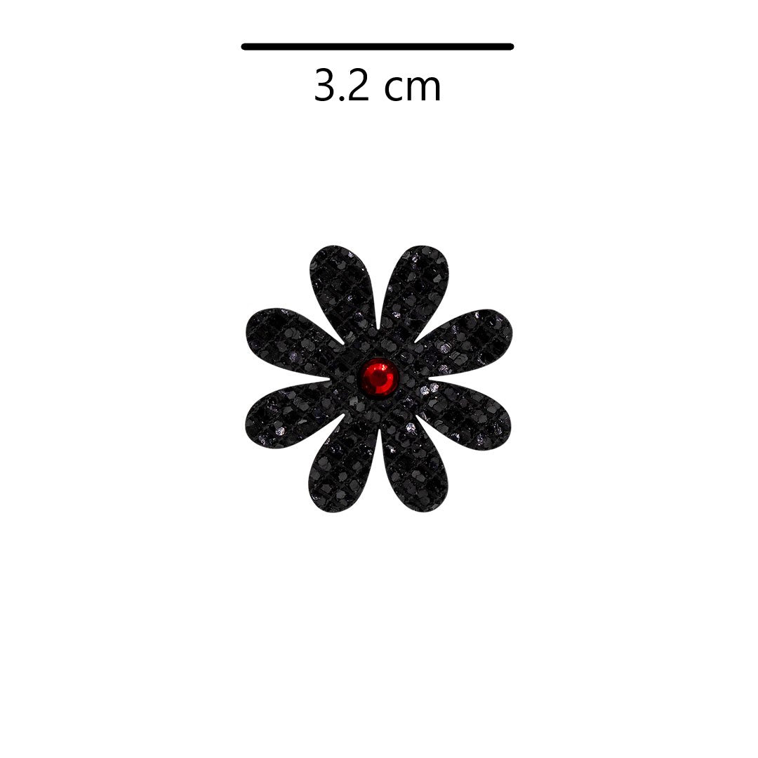 10 Unidades Decoración Flor Negra Strass Rojo Microlentejuelas BY DELUXE Chile