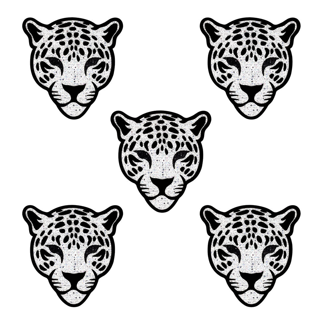 5 Unidades Parche Leopardo Plateado Pequeño Microlentejuelas BY DELUXE Chile