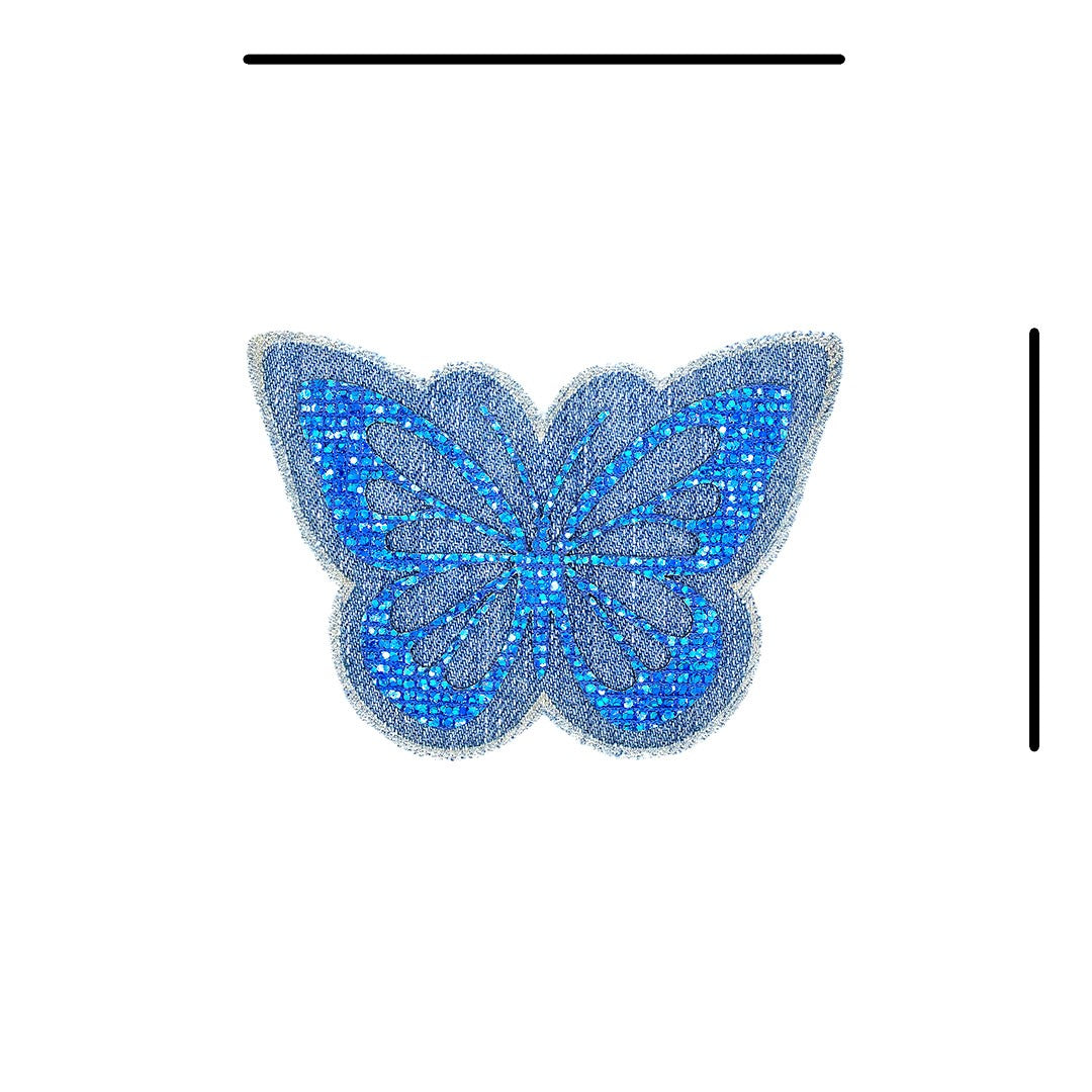 5 Unidades Parche Mariposa Azul Microlentejuelas Jean Vintage