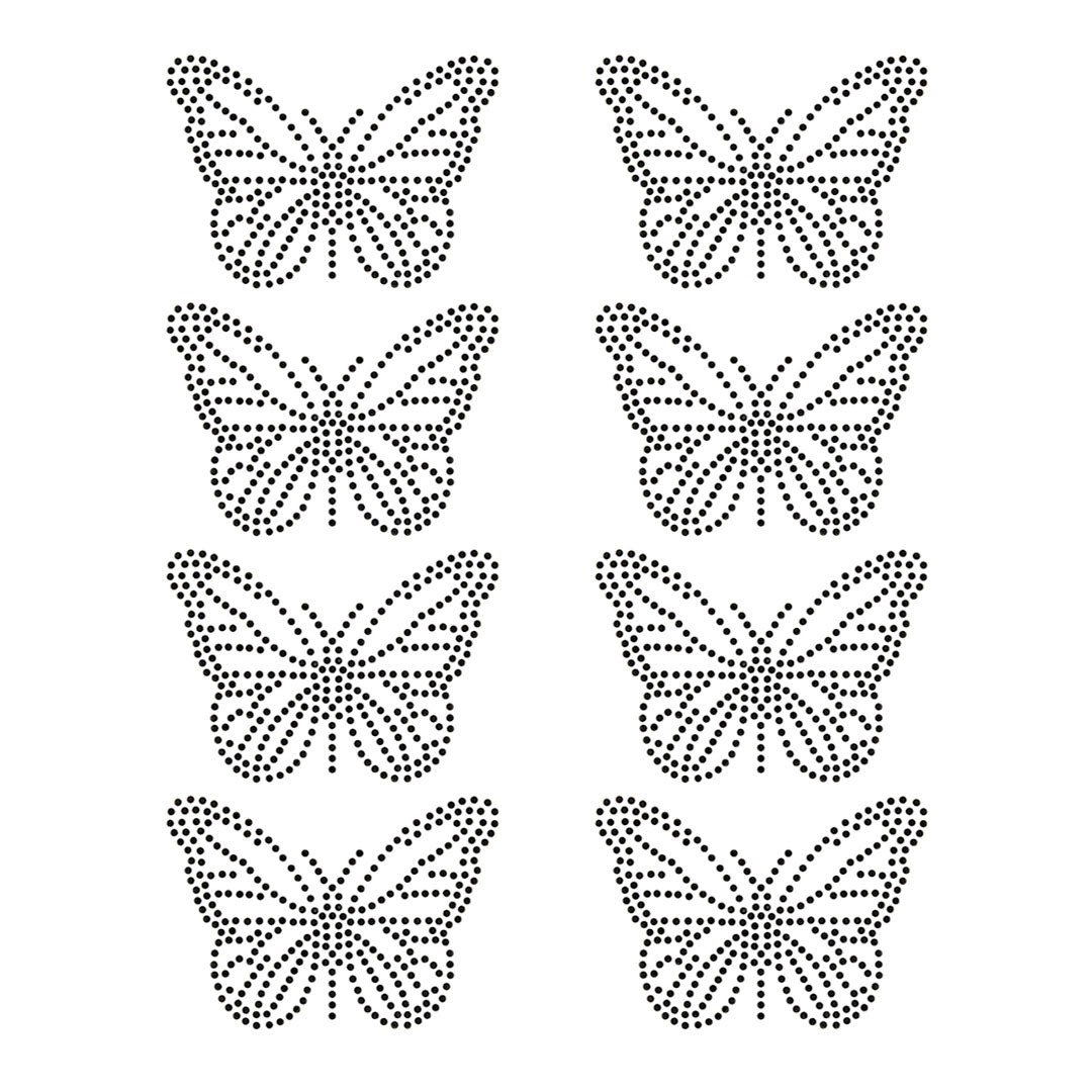 Plantilla 8 Unidades Aplique Mariposa Negra Pequeña Strass