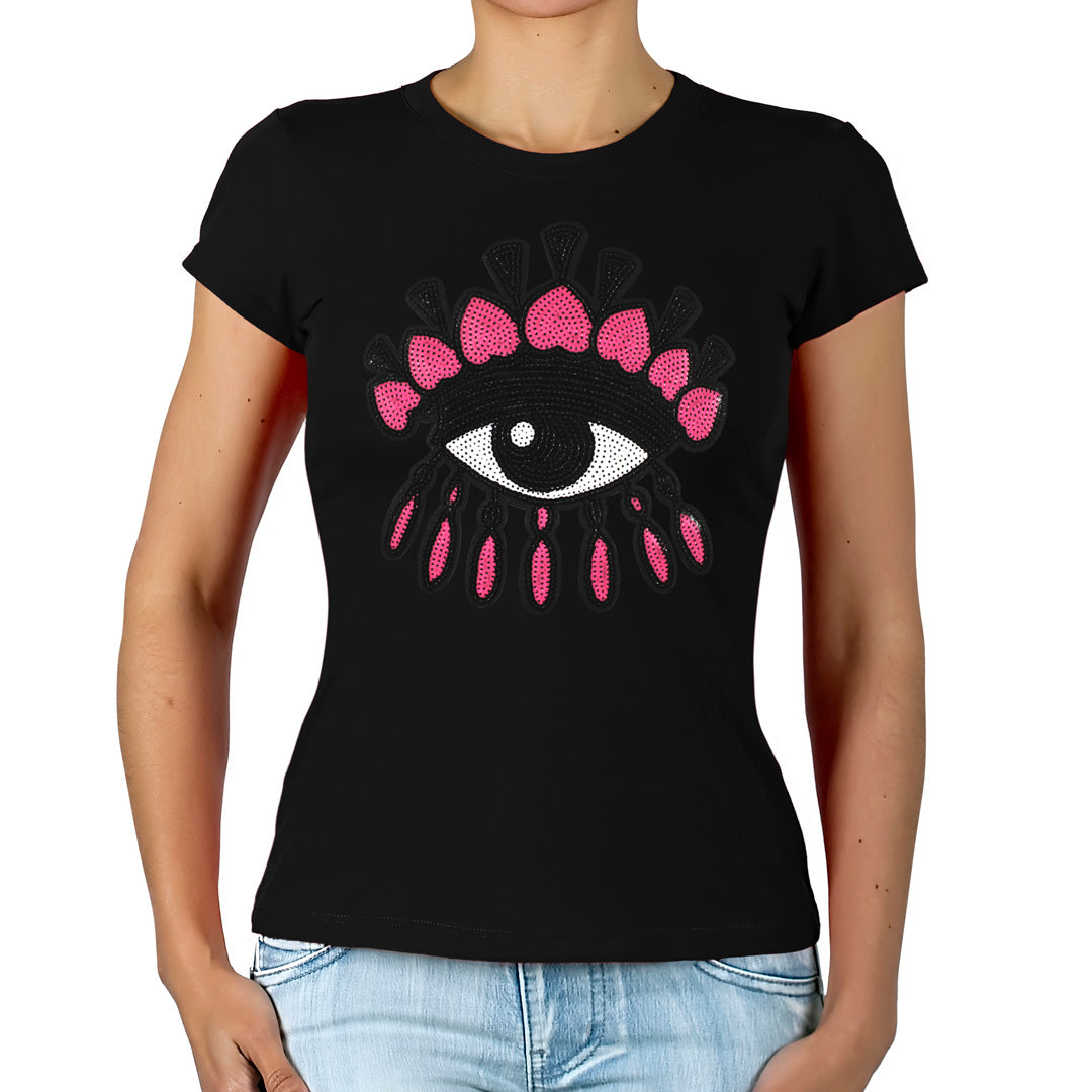 Polera Ojo Turco Rosado Lentejuelas BY DELUXE Chile