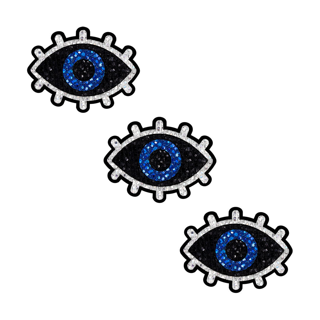 10 Unidades Parche Ojo Turco Negro Plateado MIniatura Microlentejuelas BY DELUXE Chile