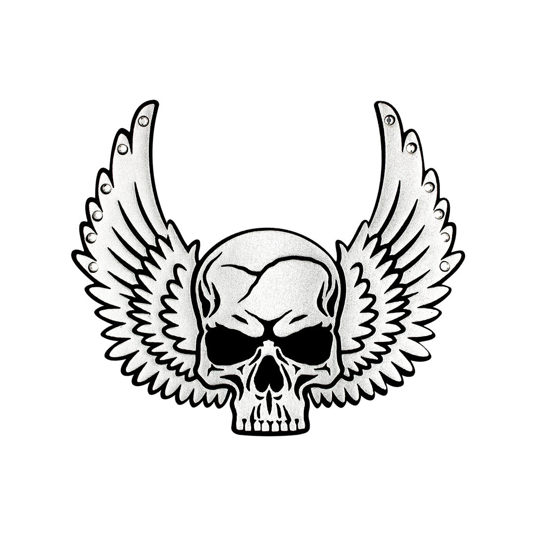 Parche Calavera Alas Brillante Strass 3D BY DELUXE Chile