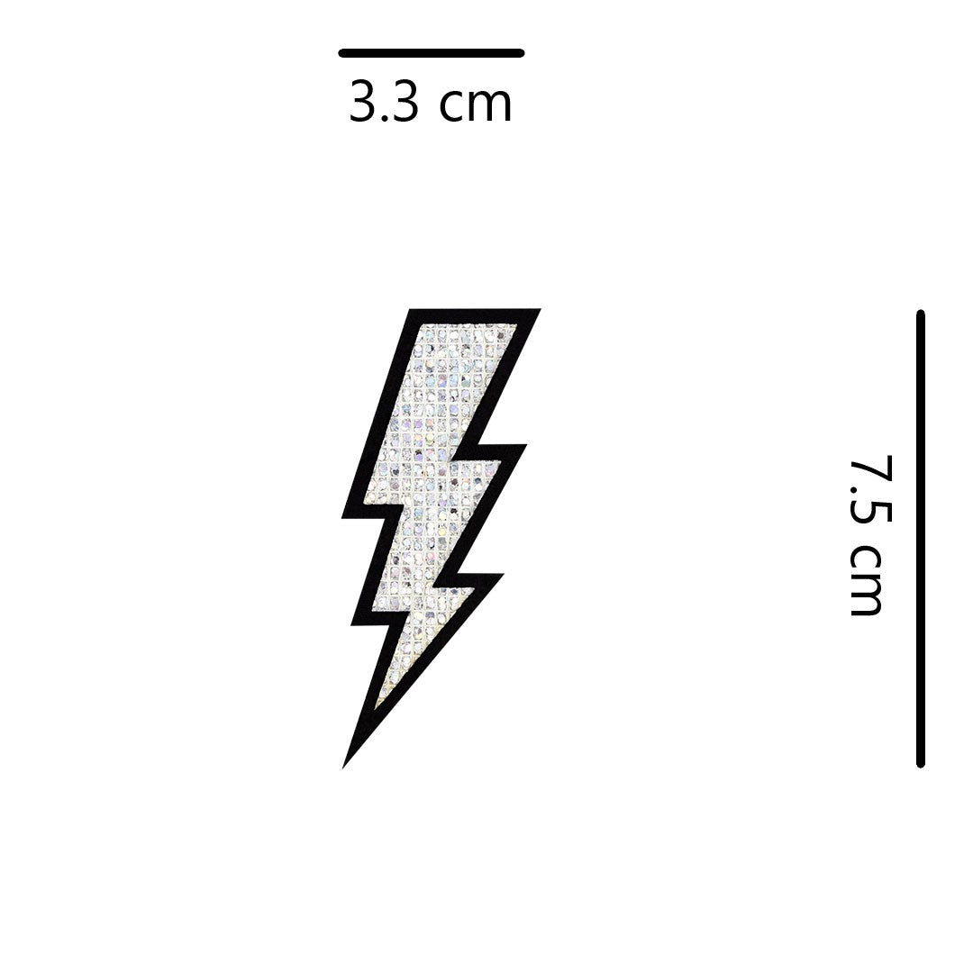 10 Unidades Parche Rayo Plateado MIniatura Microlentejuelas BY DELUXE Chile