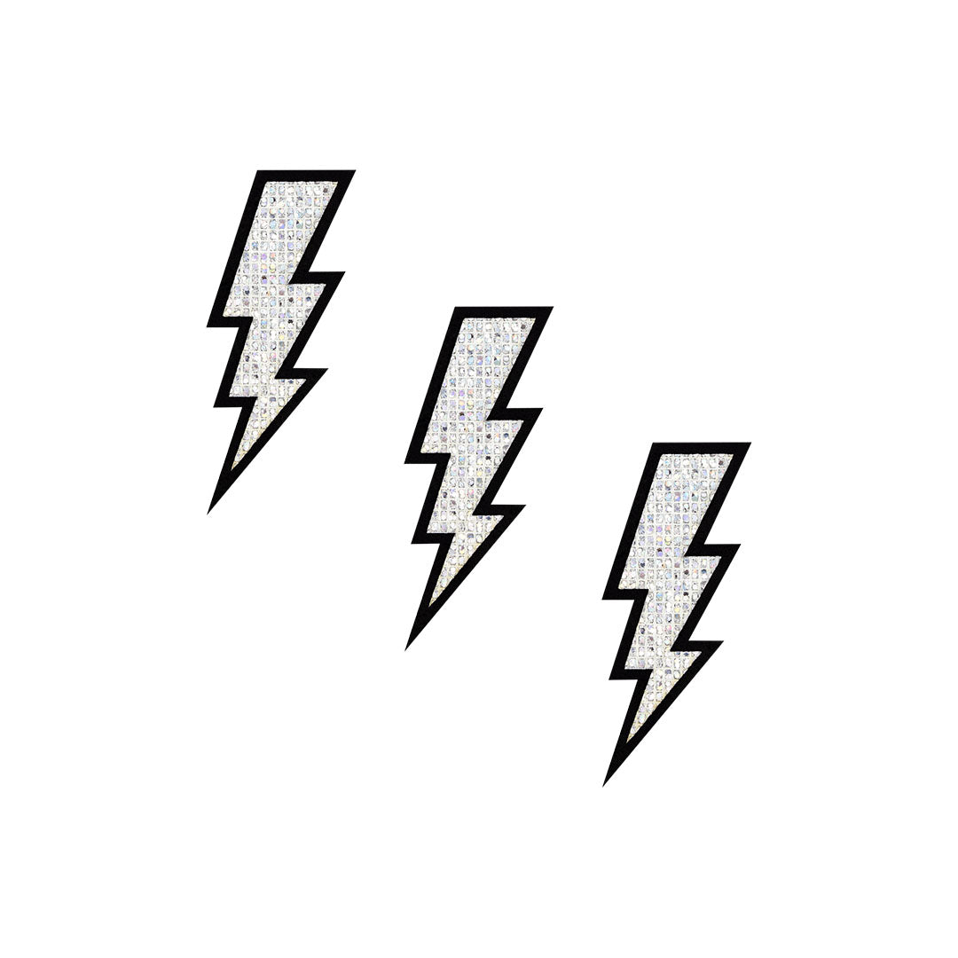 10 Unidades Parche Rayo Plateado MIniatura Microlentejuelas BY DELUXE Chile