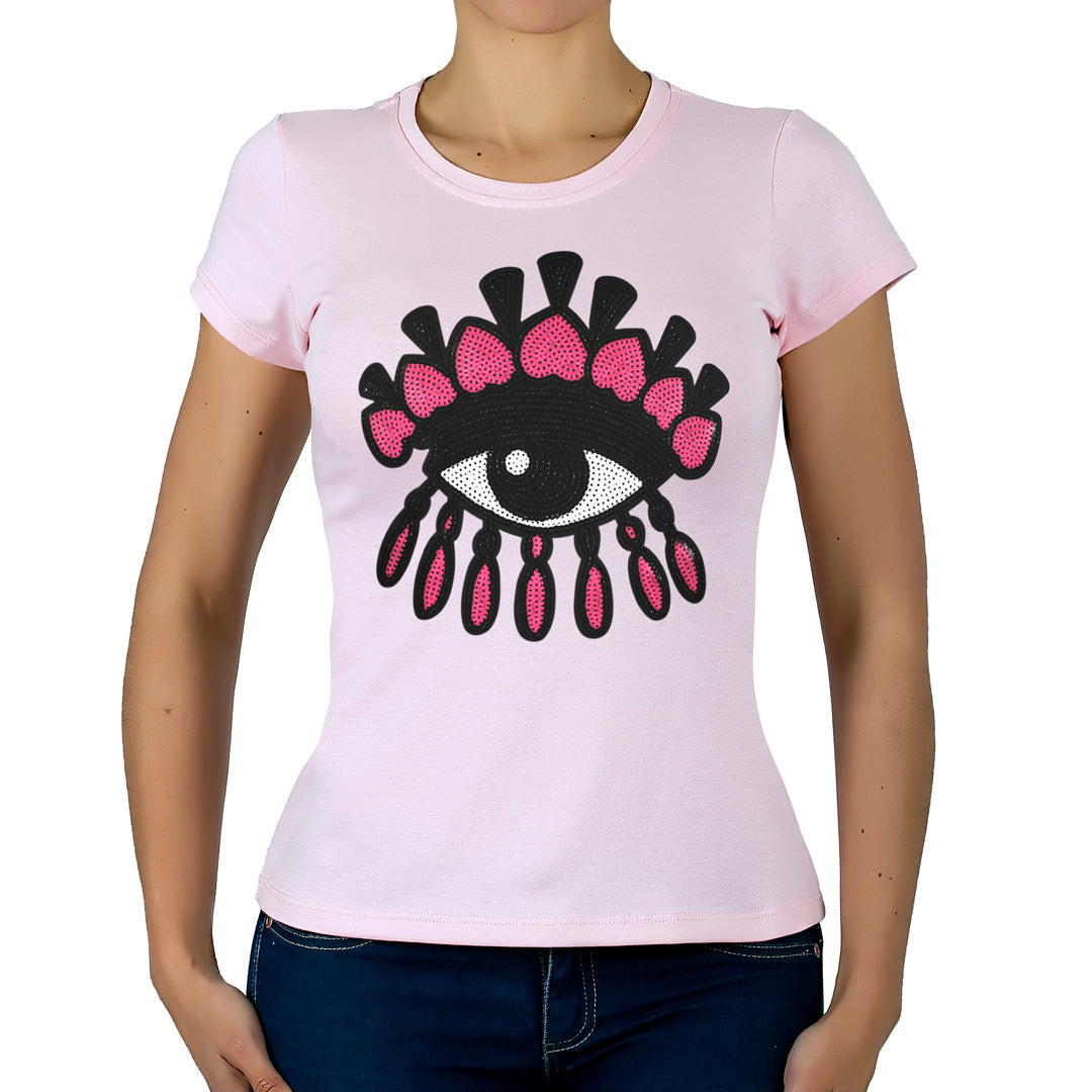 Polera Ojo Turco Rosado Lentejuelas BY DELUXE Chile