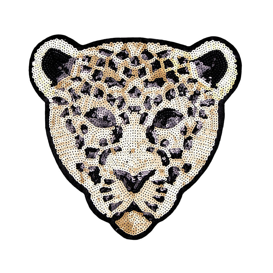 Parche Leopardo Dorado Lentejuelas BY DELUXE Chile
