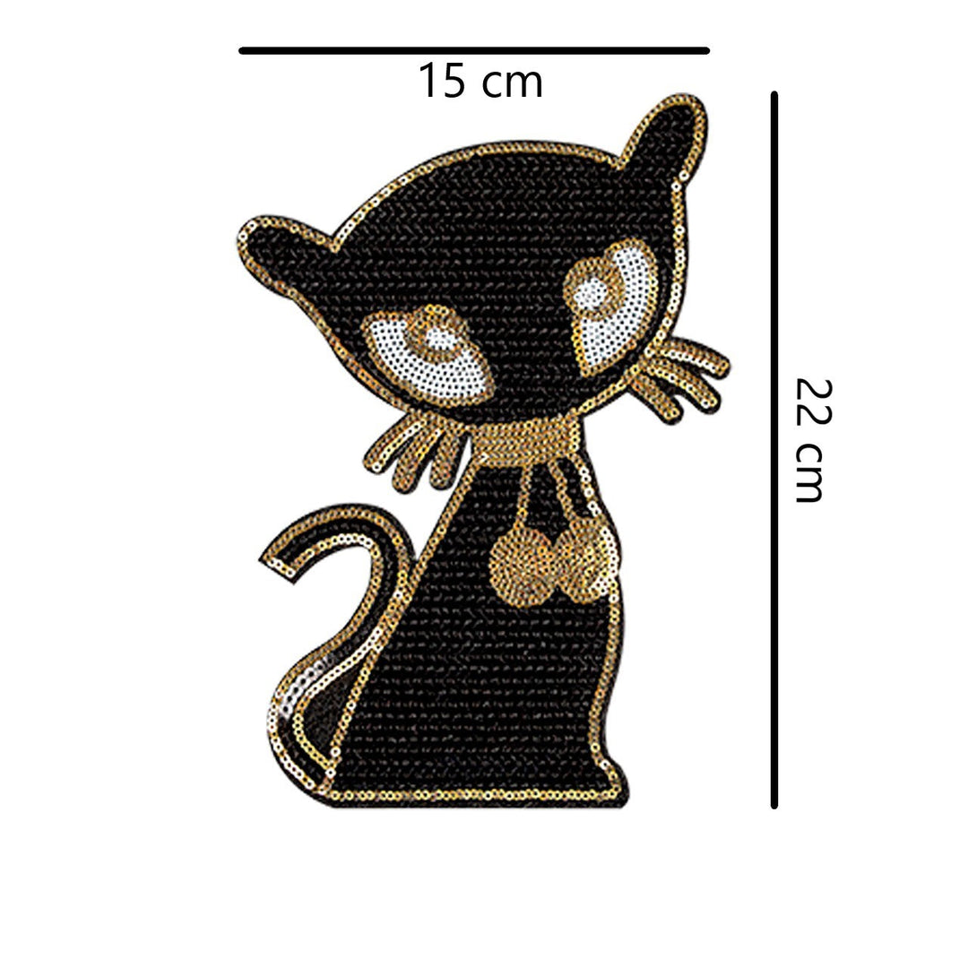 Parche Gata Negra Lentejuelas BY DELUXE Chile