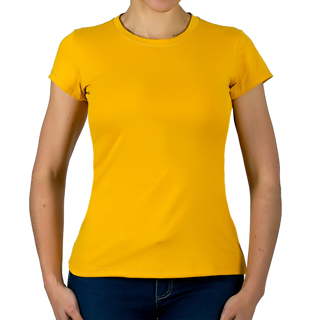 Polera Algodón Mostaza Manga Corta Cuello Redondo BY DELUXE Chile