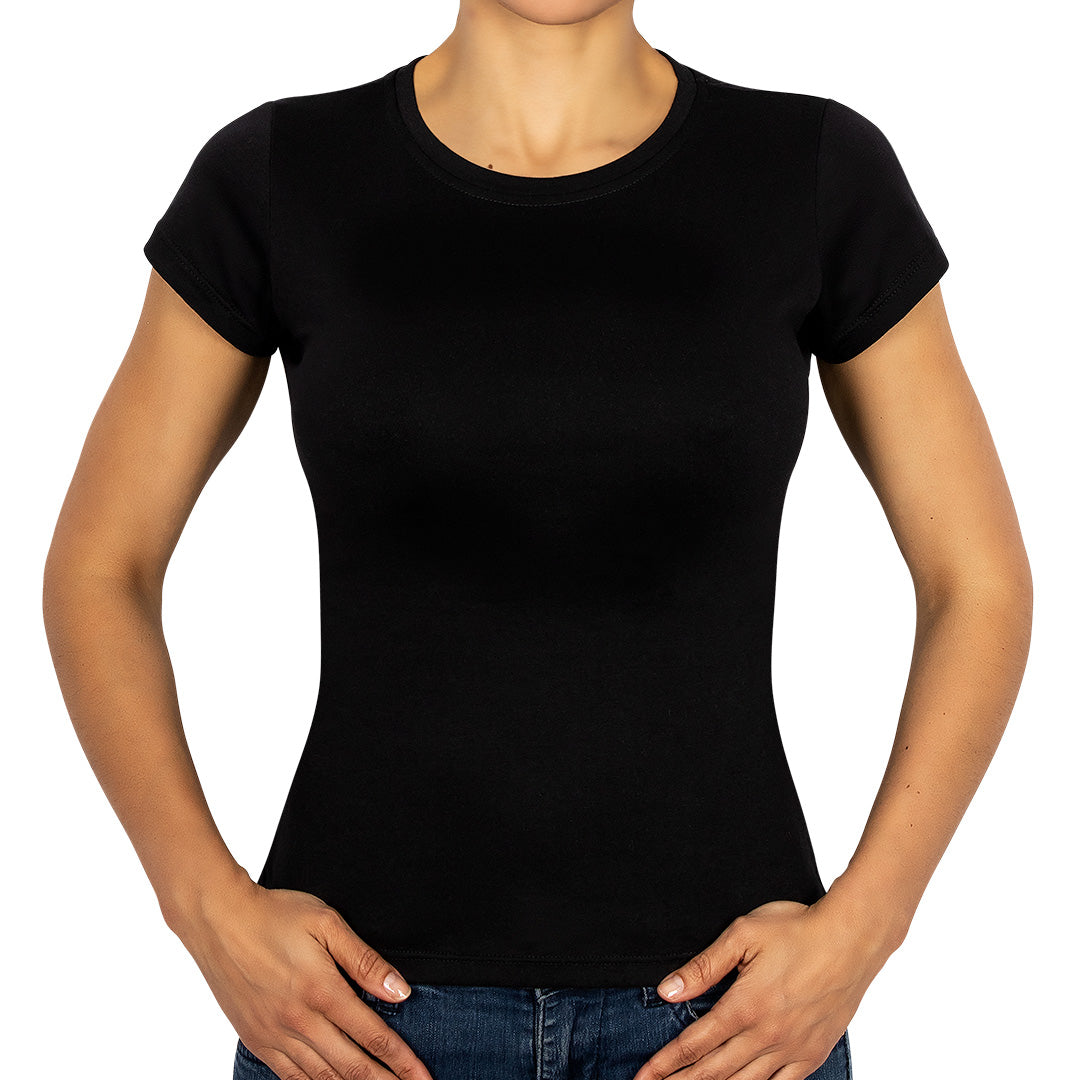 Polera Algodón Negra Manga Corta Cuello Redondo BY DELUXE Chile