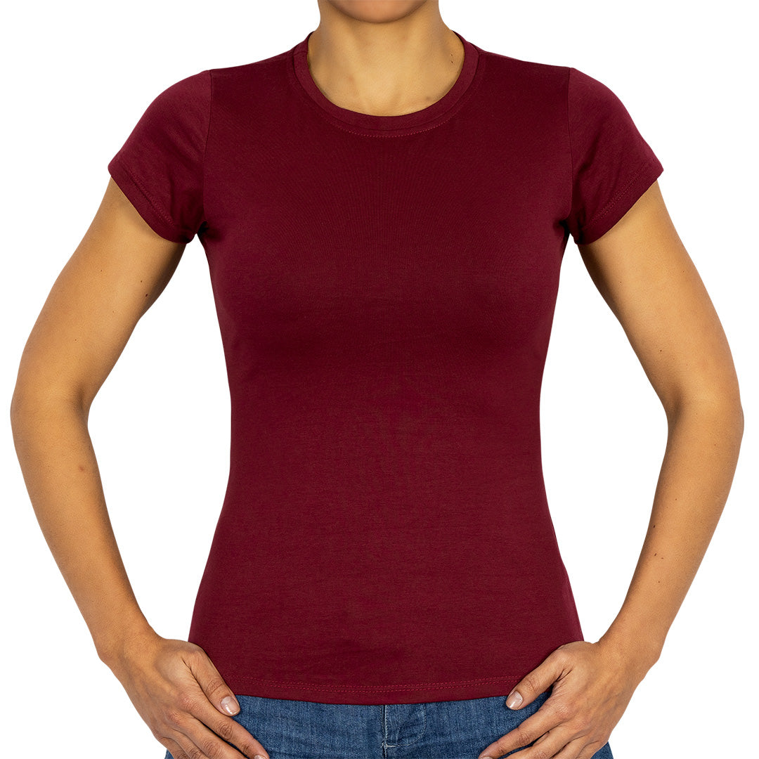 Polera Algodón Vinotinto Manga Corta Cuello Redondo BY DELUXE Chile