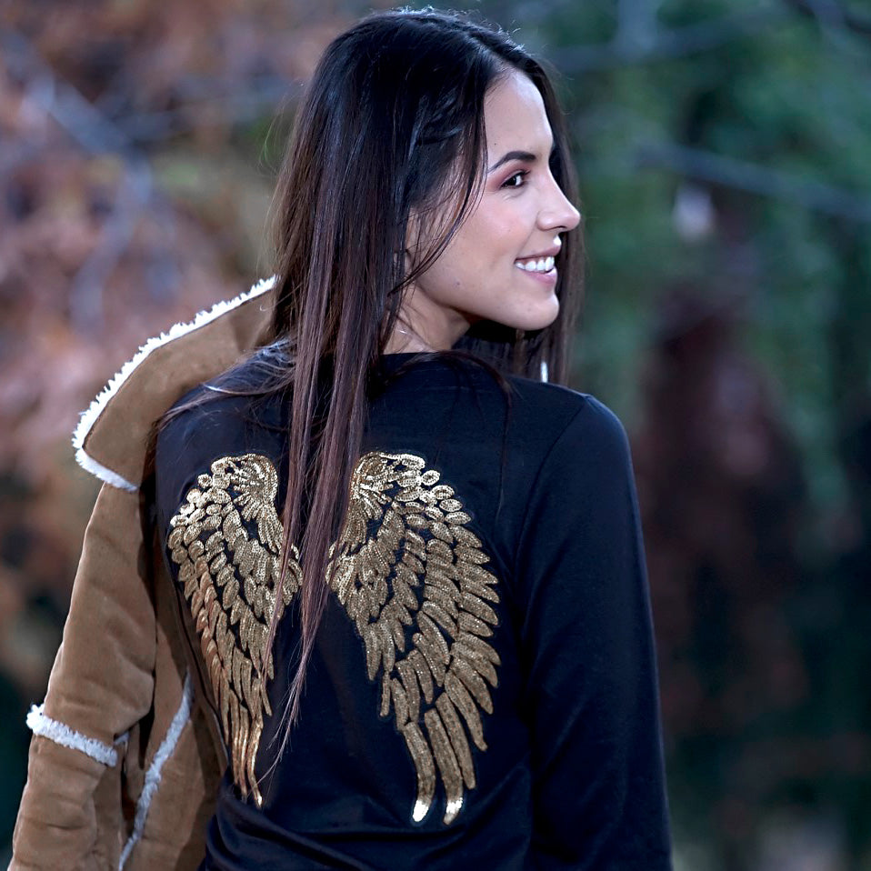 Parche Alas Doradas Extra Grandes Lentejuelas BY DELUXE Chile