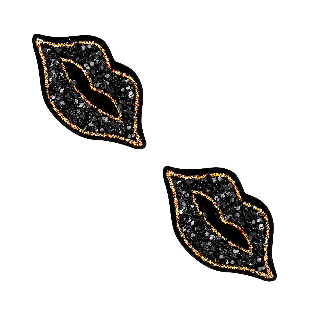 10 Unidades Parche Boca Miniatura Negra Brillante BY DELUXE Chile