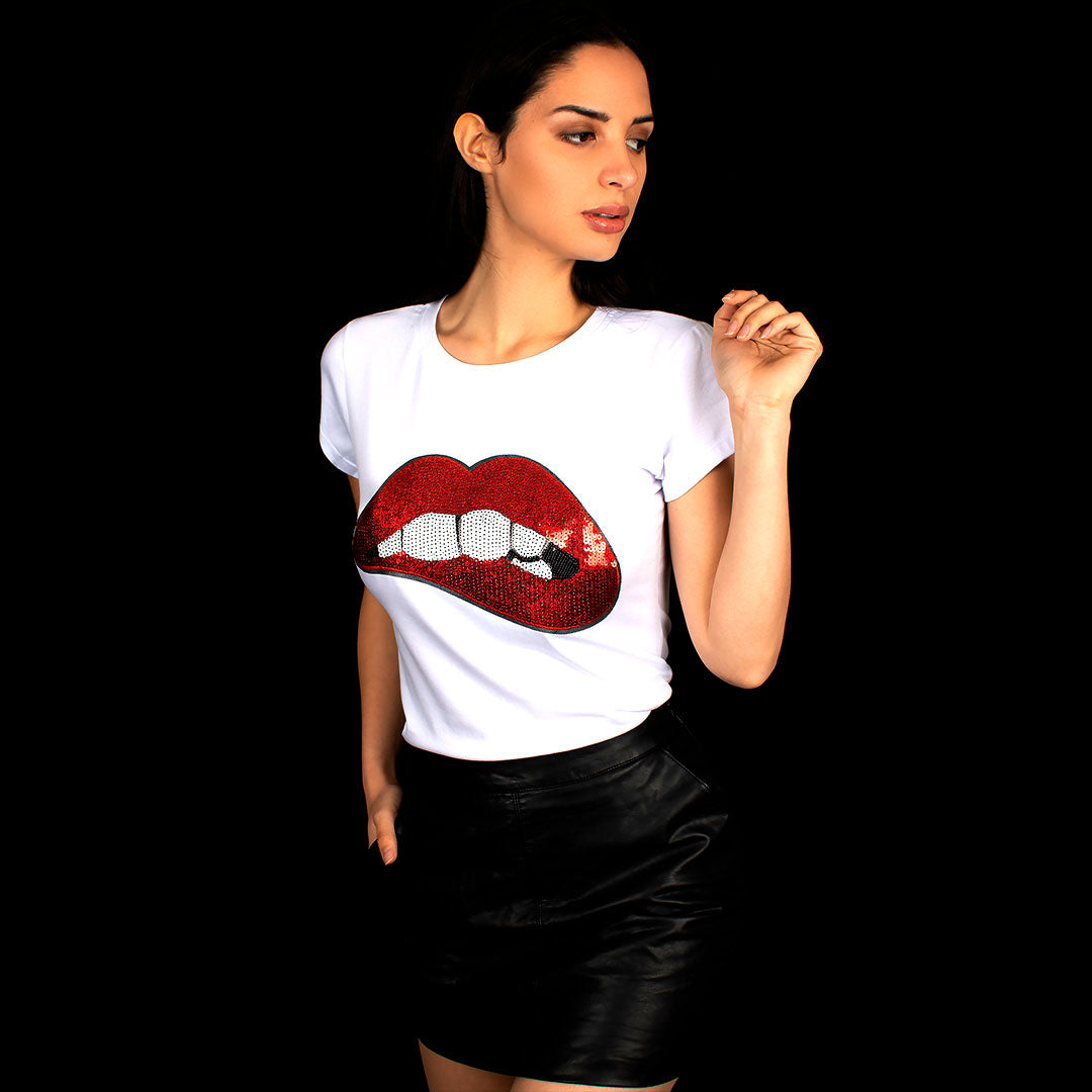 Parche Boca Roja Lentejuelas BY DELUXE Chile