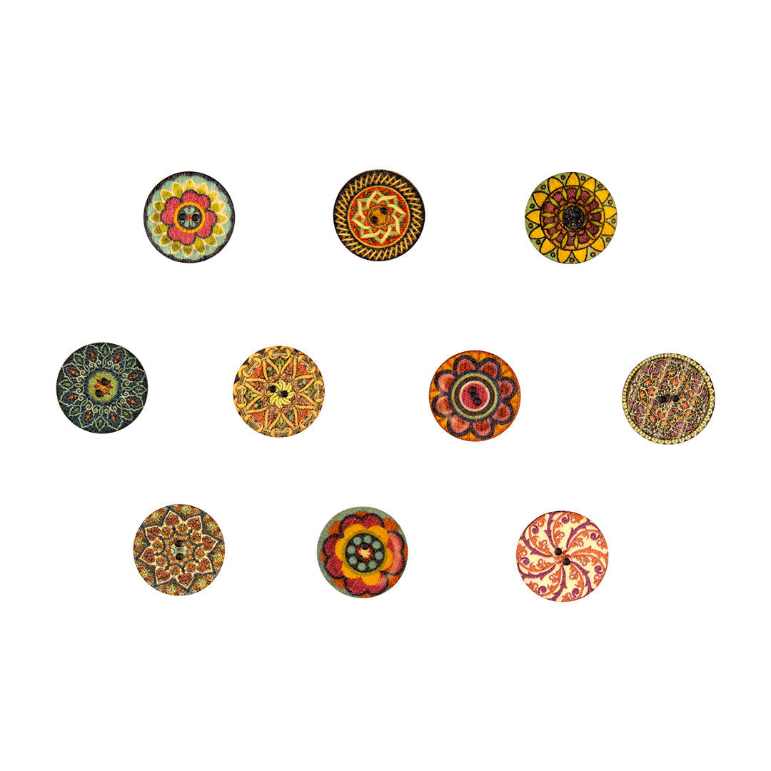 10 Unidades Botones Vintage Redondos Madera BY DELUXE Chile