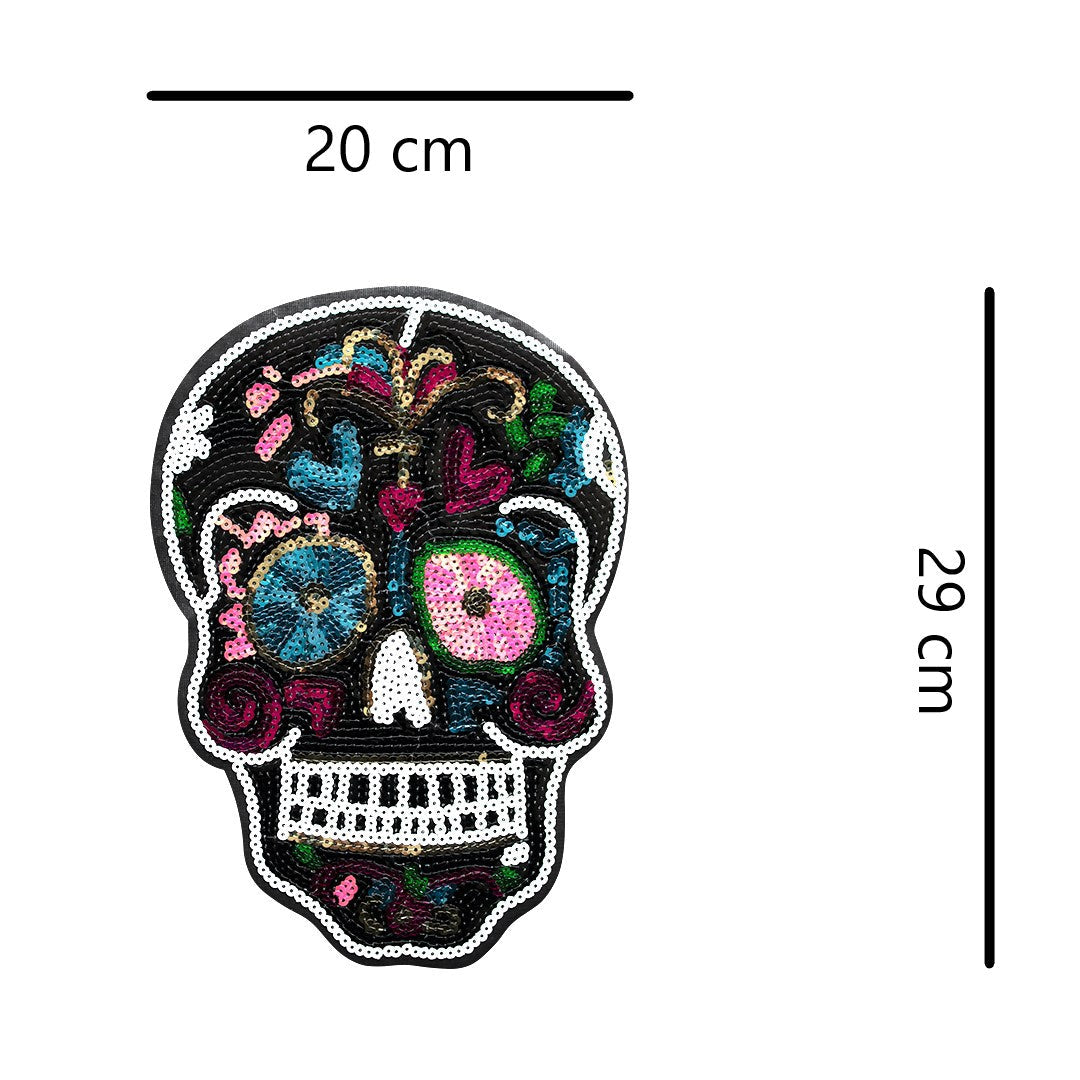 Parche Catrina Negra Grande Lentejuelas BY DELUXE Chile