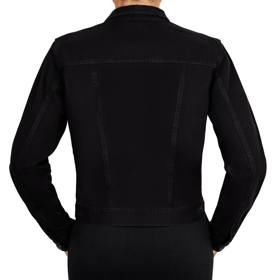 Chaqueta Denim Algodón Negra Destroyed Bordada BY DELUXE Chile