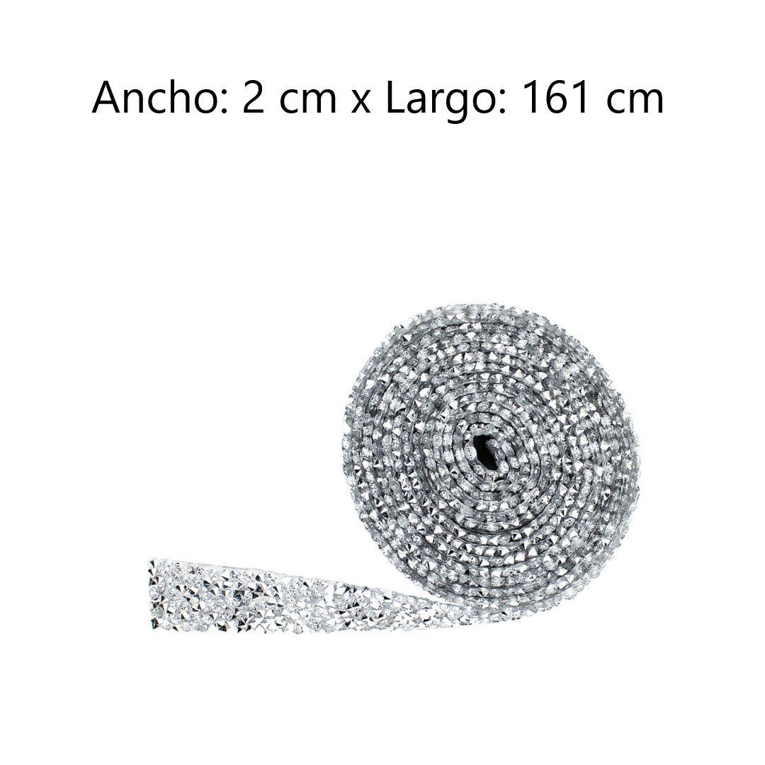 Decoración Cinta Plateada Cristales BY DELUXE Chile