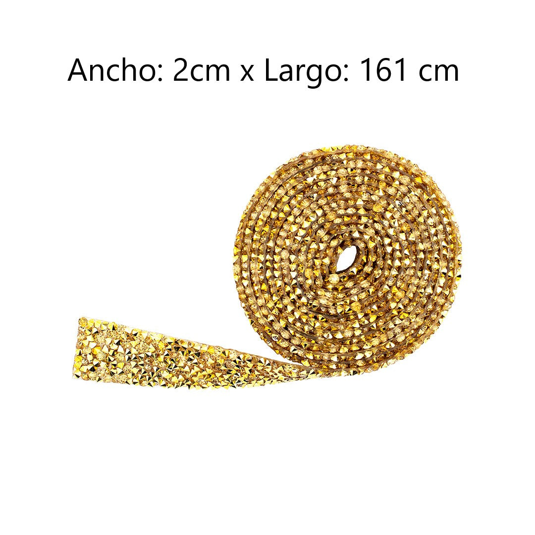 Decoración Cinta Dorada Cristales BY DELUXE Chile