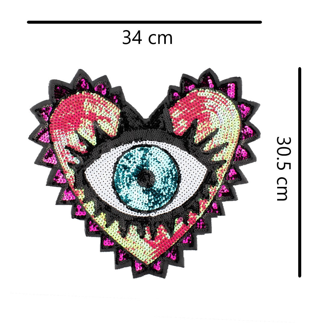 Parche Corazón Fucsia Ojo Turco Grande Lentejuelas BY DELUXE Chile