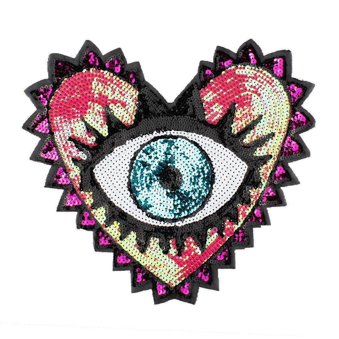 Parche Corazón Fucsia Ojo Turco Grande Lentejuelas BY DELUXE Chile