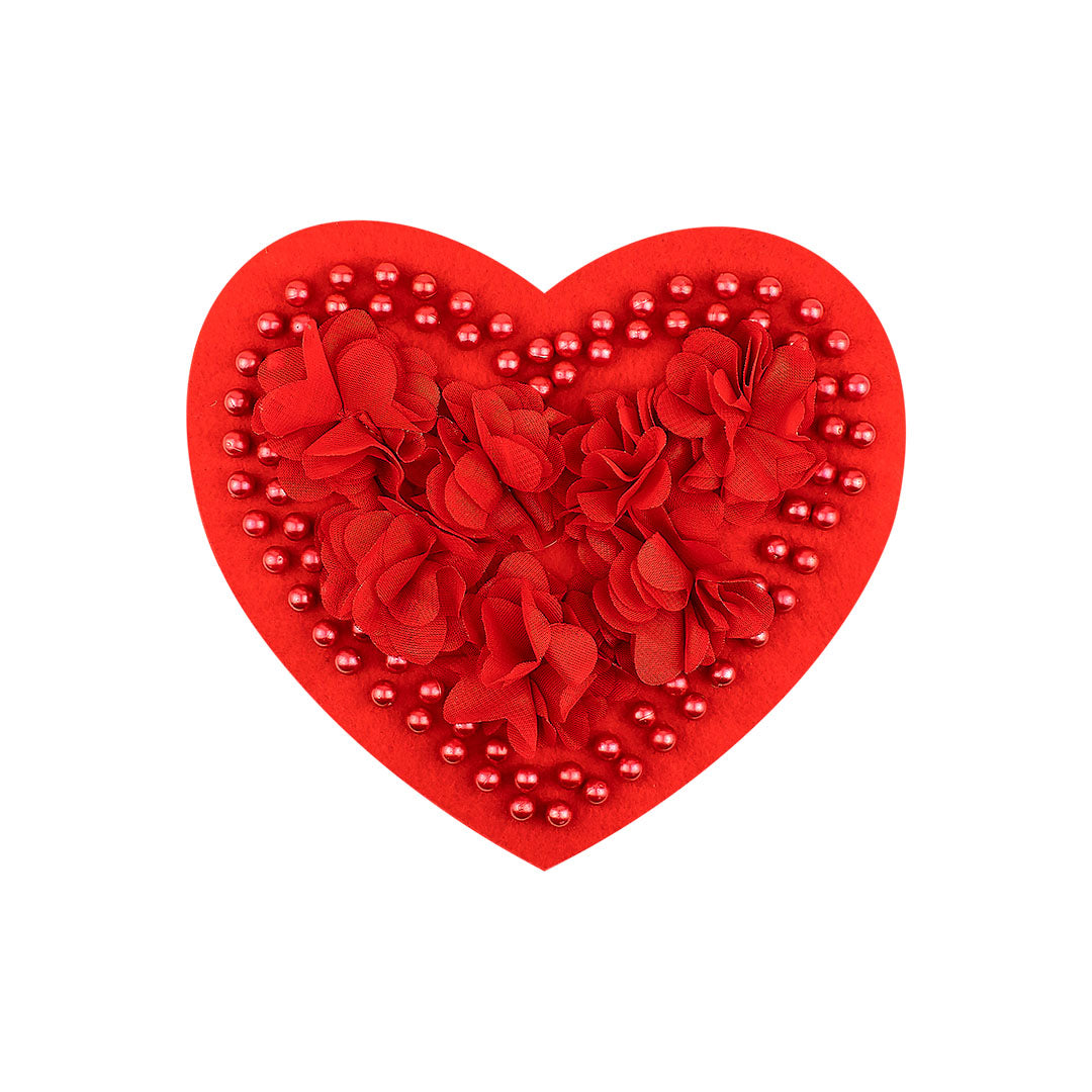 Aplique Corazón Rojo Perlas BY DELUXE Chile