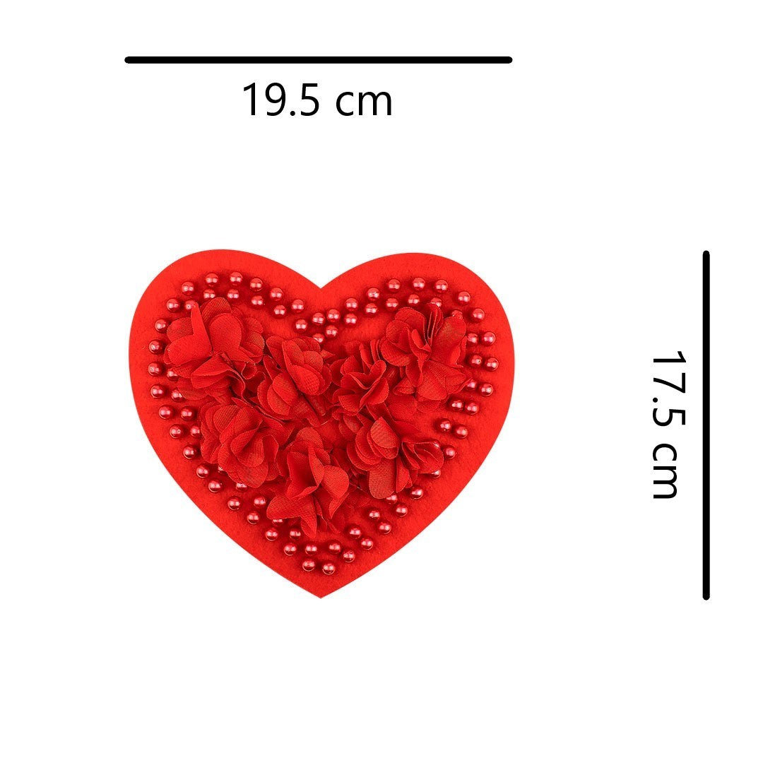 Aplique Corazón Rojo Perlas BY DELUXE Chile